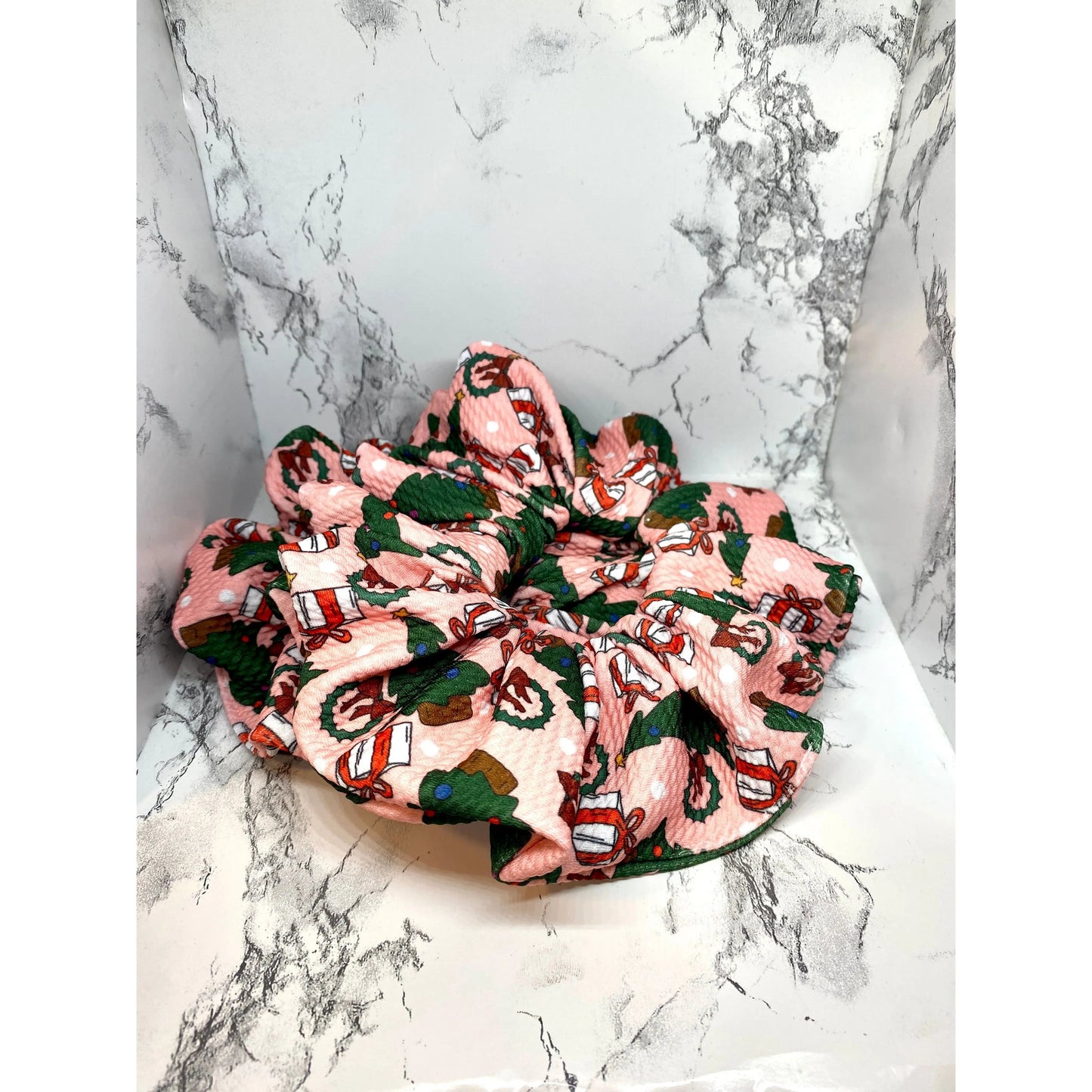 Pink Christmas Tree Bullet Scrunchie