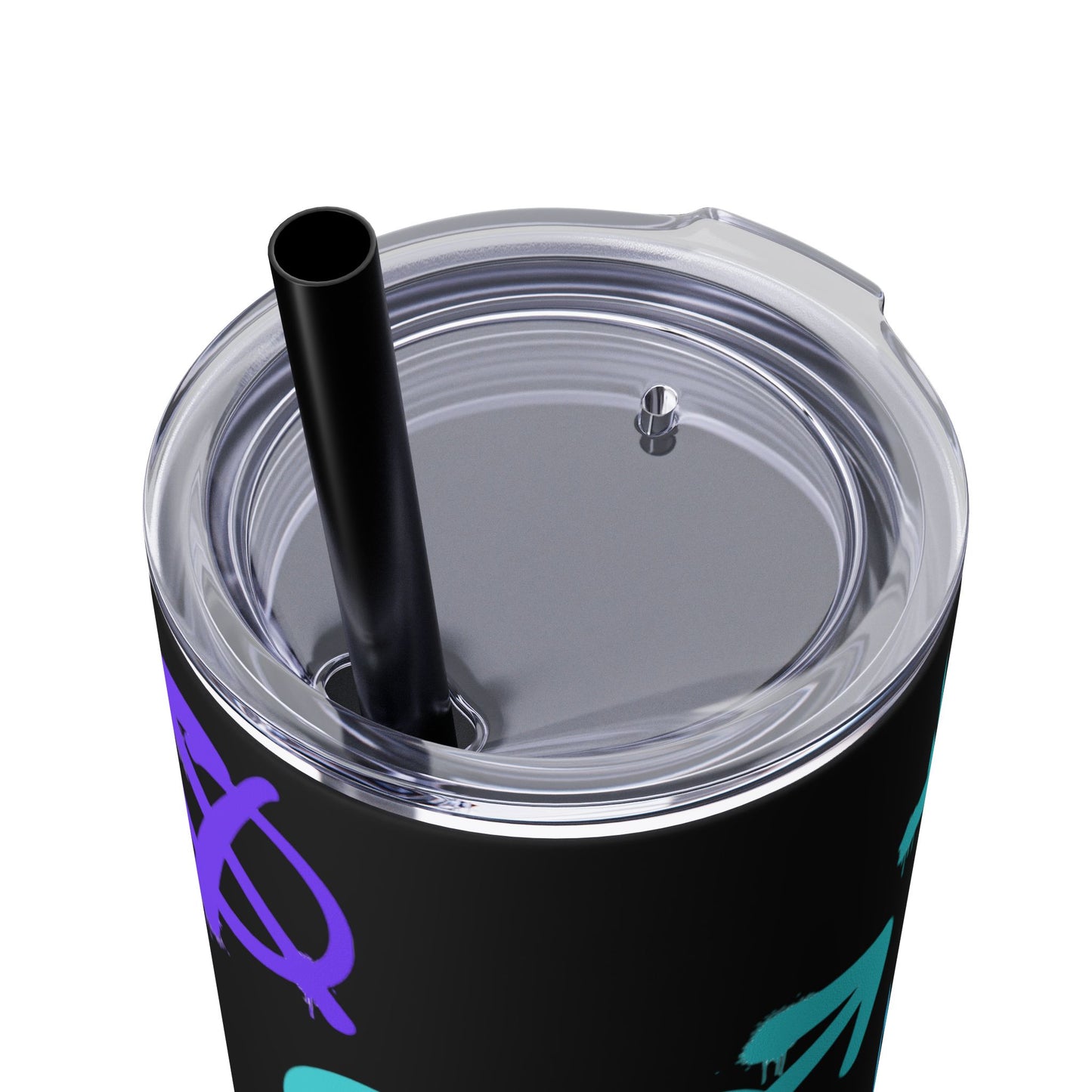 Trendy Skinny Tumbler with Straw, 20oz | Unique Graffiti Style Drinkware for Teens, Gifts, Parties, and Everyday Use