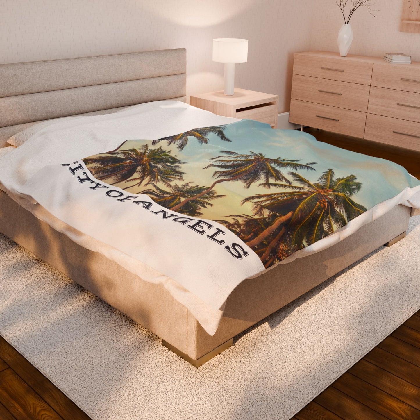 Cozy City of Angels Velveteen Plush Blanket, Soft Throw for Home, Beach Blanket, Travel Companion, Gift for Friends
