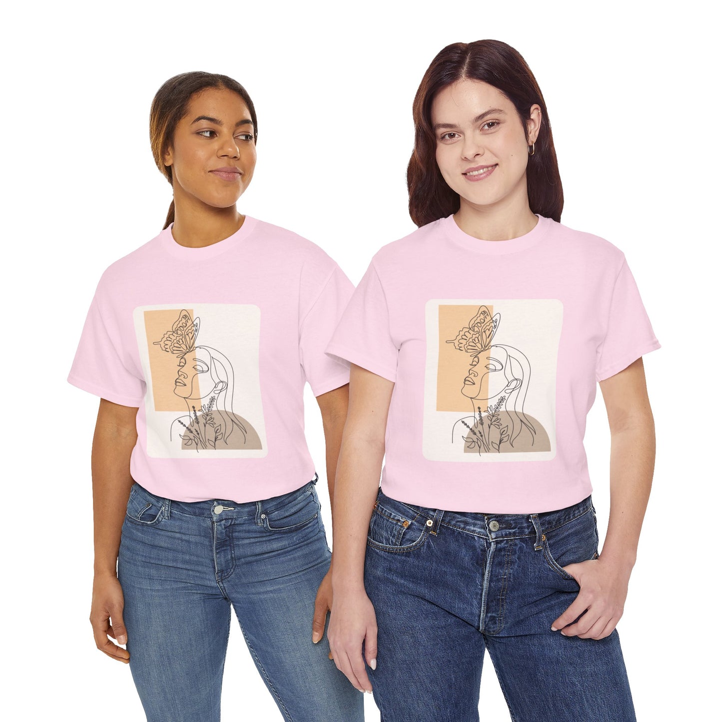 Artistic Unisex Tee: Modern Line Drawing with Butterfly, Perfect for Casual Outings, Gift for Art Lovers, Spring Fashion, Eco-Friendly Wear