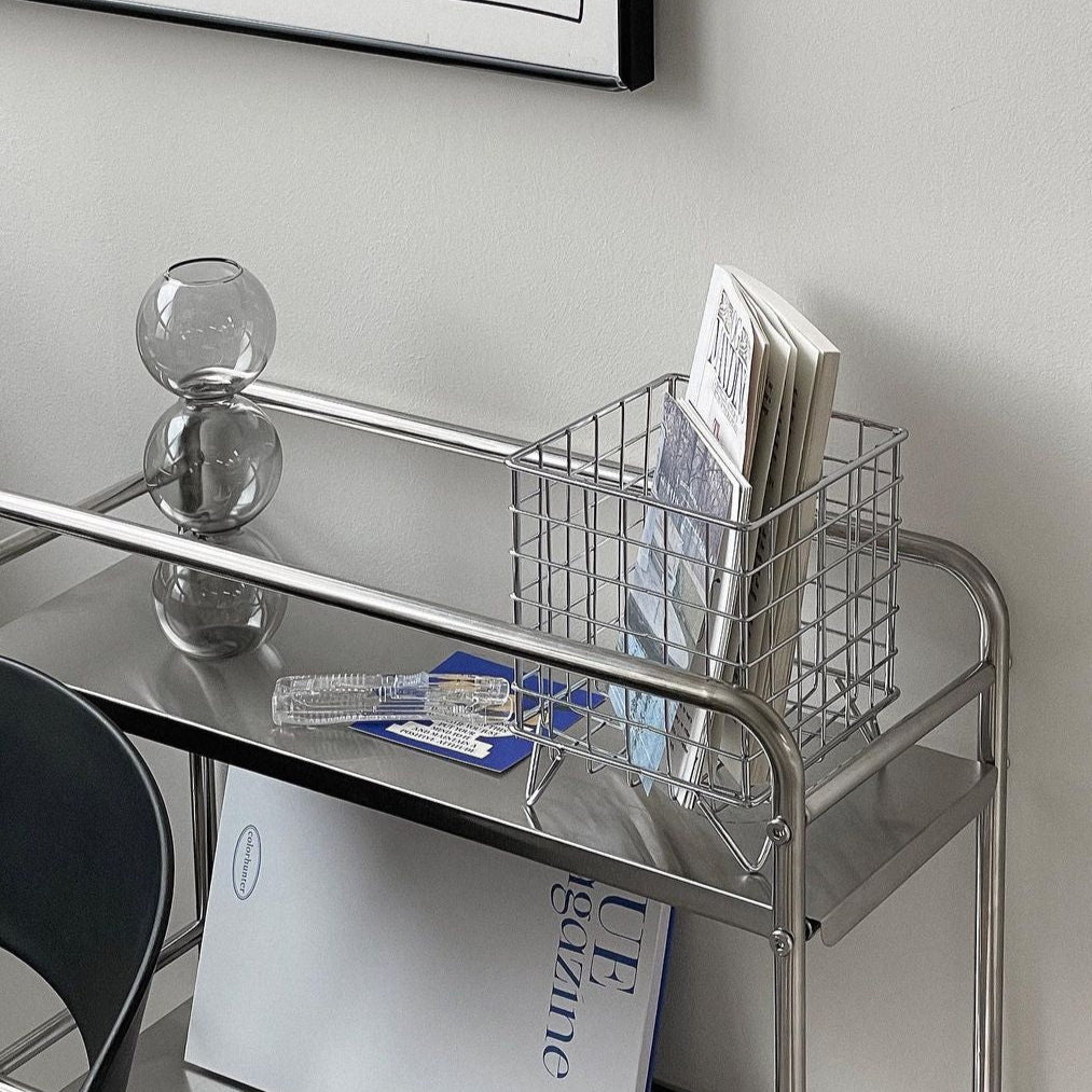Stainless Steel Bar Cart with Wheels-4