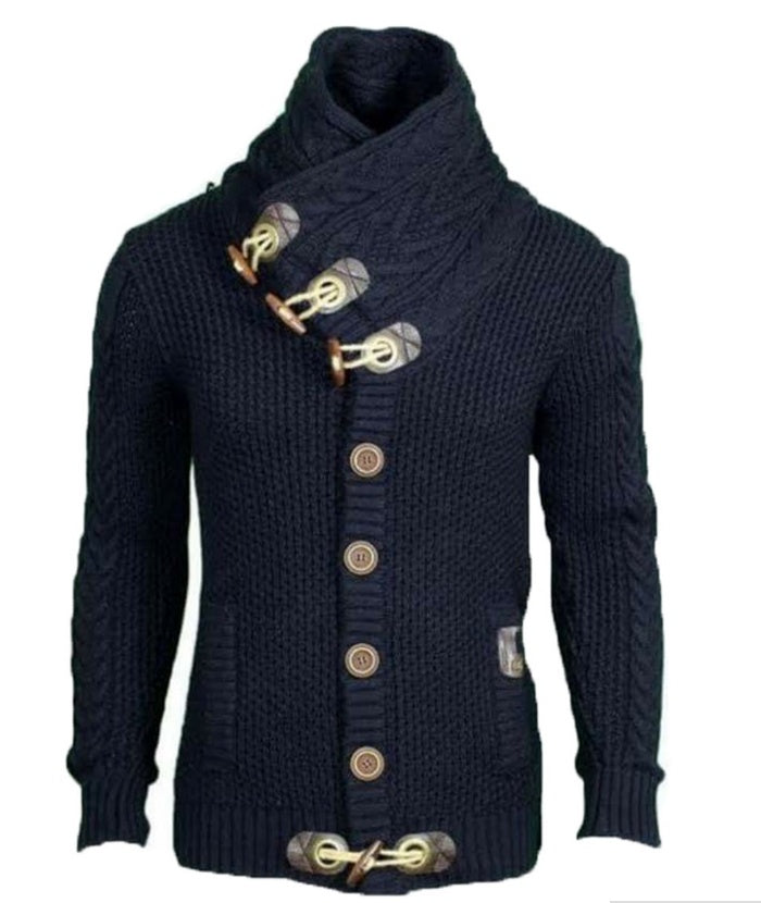 Knitted Casual Turtleneck Sweater Thick Hedging Pullover Jacket for Men