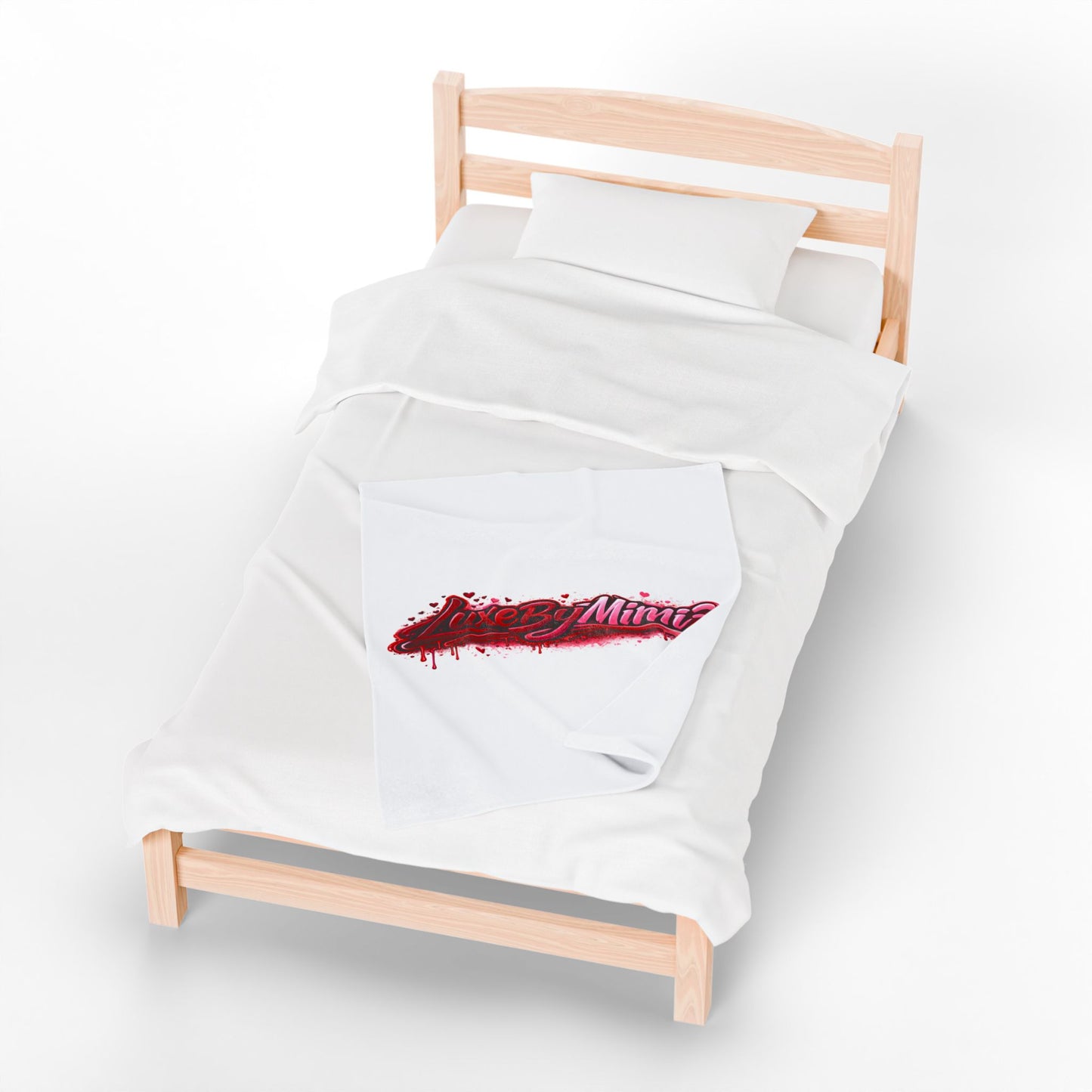 Luxe By Mimi Velvet Plush Blanket — Heart Drip Graphic Cozy Throw