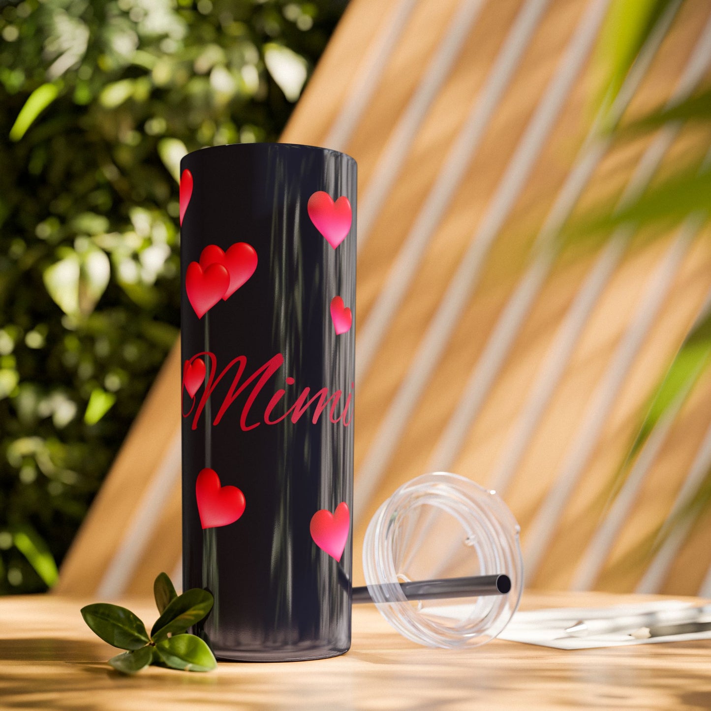 Gepasmaakte Glitter 20oz Dun Tumbler met Pienk Hartpatroon — [Jou Naam Hier]