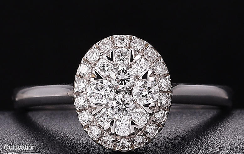 Gekweekte diamantring, elegante diamantverlowingsring, nie-aanslag 18K goud laboratoriumgekweekte diamantring