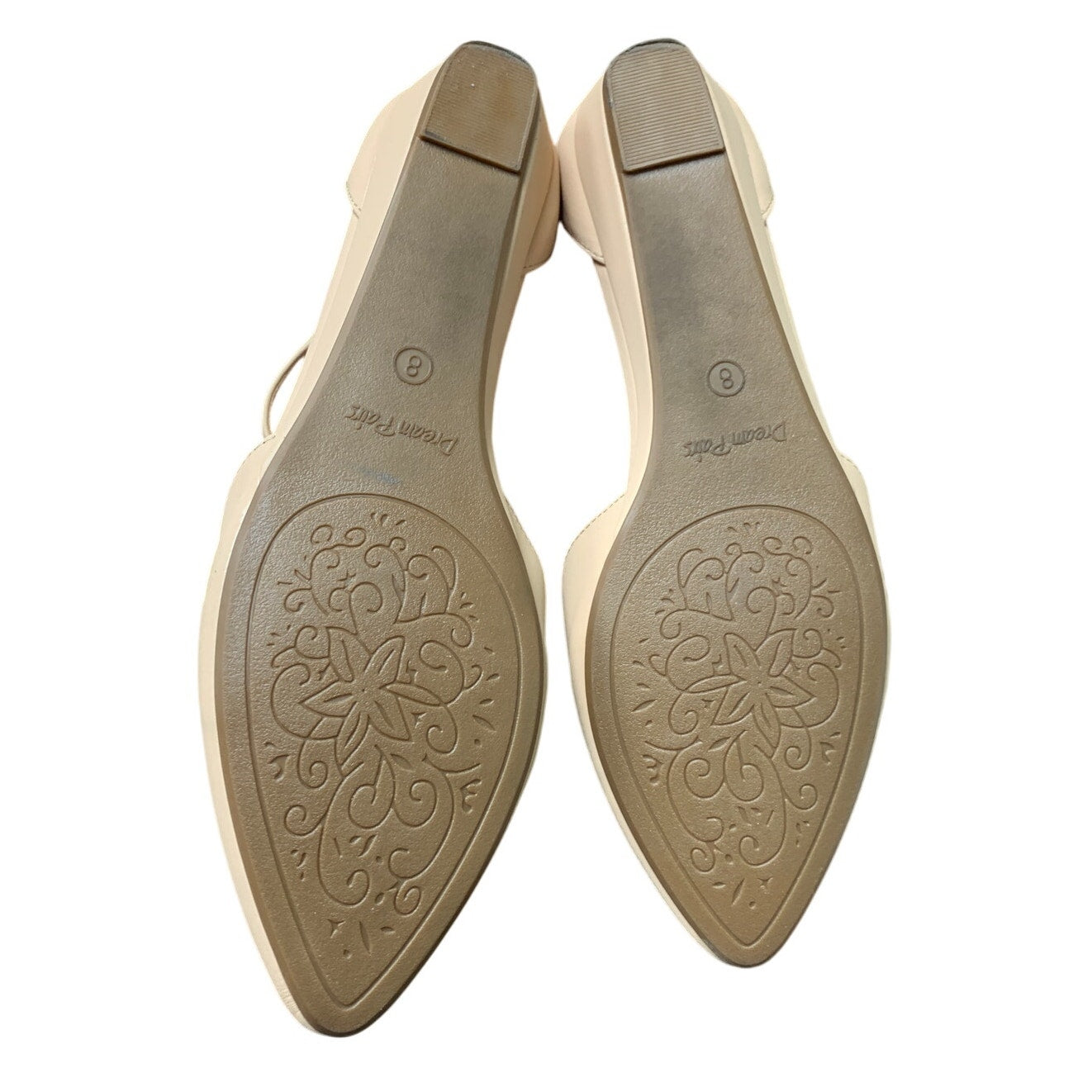 Dream Pairs Womens Size 8 Tan 1" Wedge Flats Ankle Strap Pointed Toe Shoes