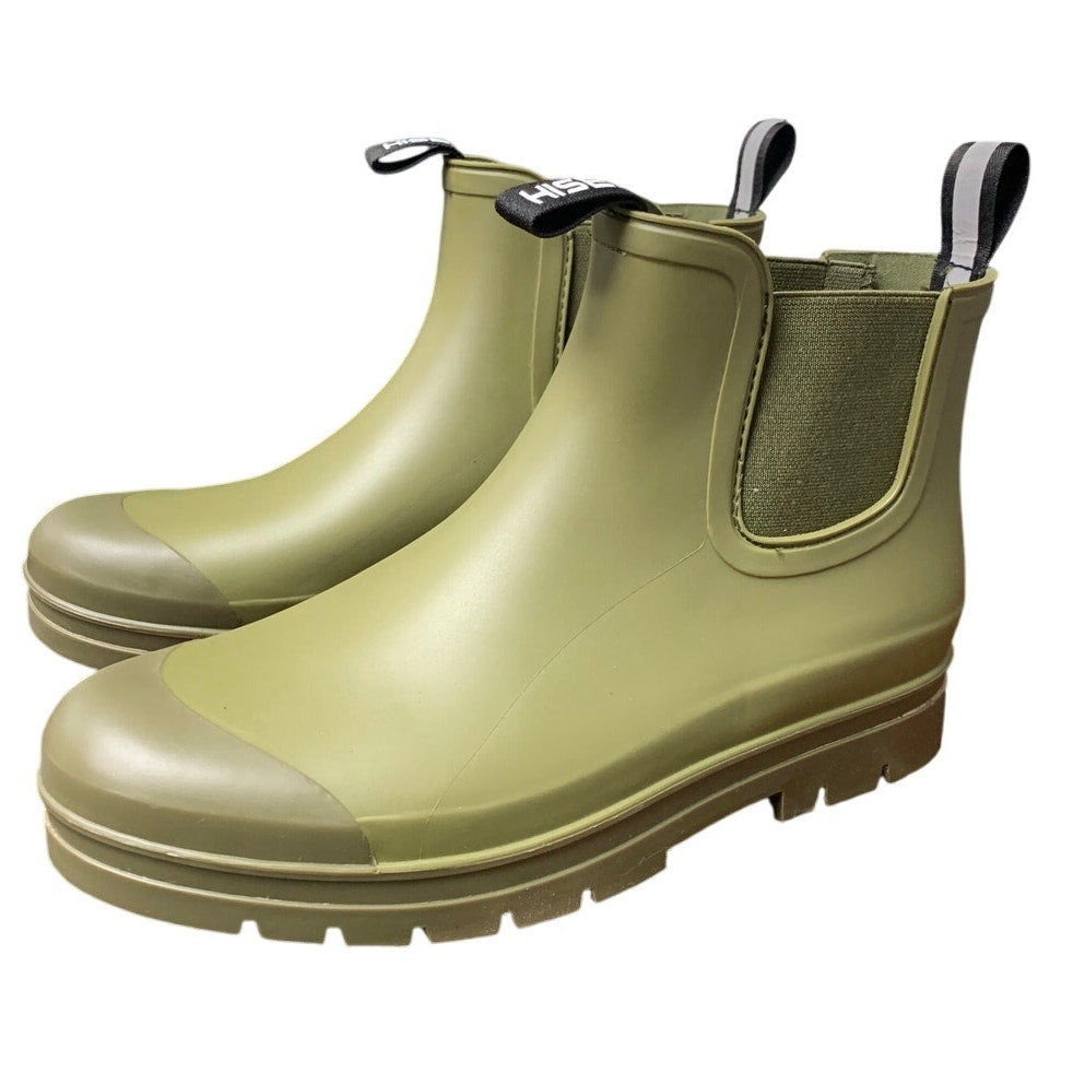 Hisea Womens Size 11 Green Short Waterproof Garden Pull On Chelsea Rain Boots