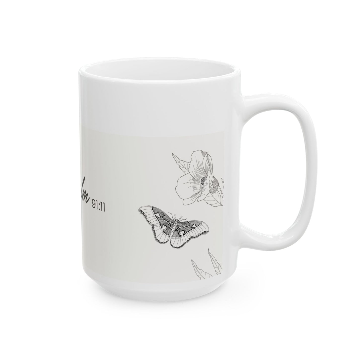 Inspirational Ceramic Mug with Psalm 91:11 Design, Gift for Friends, Home Decor, Tea & Coffee Lovers, Inspirational Quote