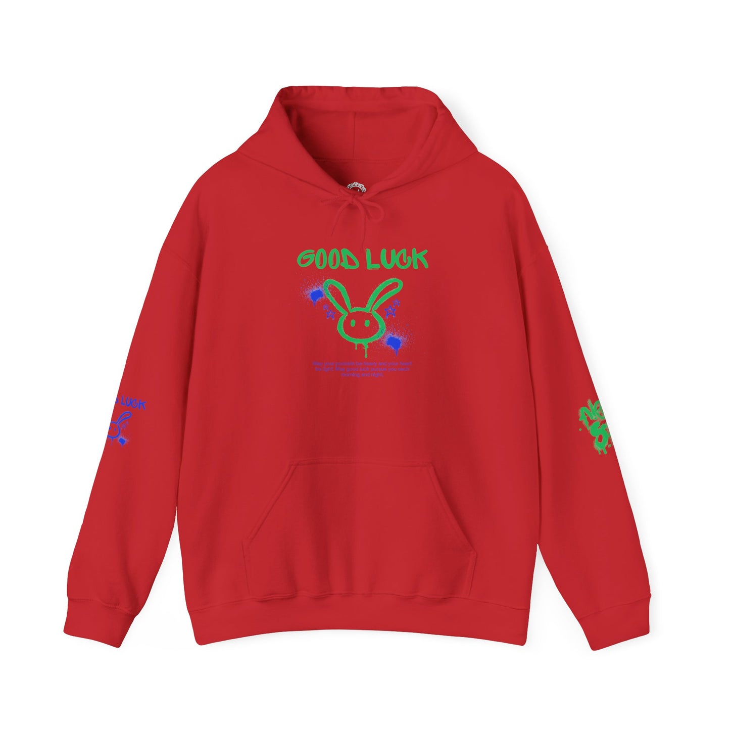 Good Luck Never Stop Unisex Heavy Blend Hooded Sweatshirt | Lucky Easter Bunny Design