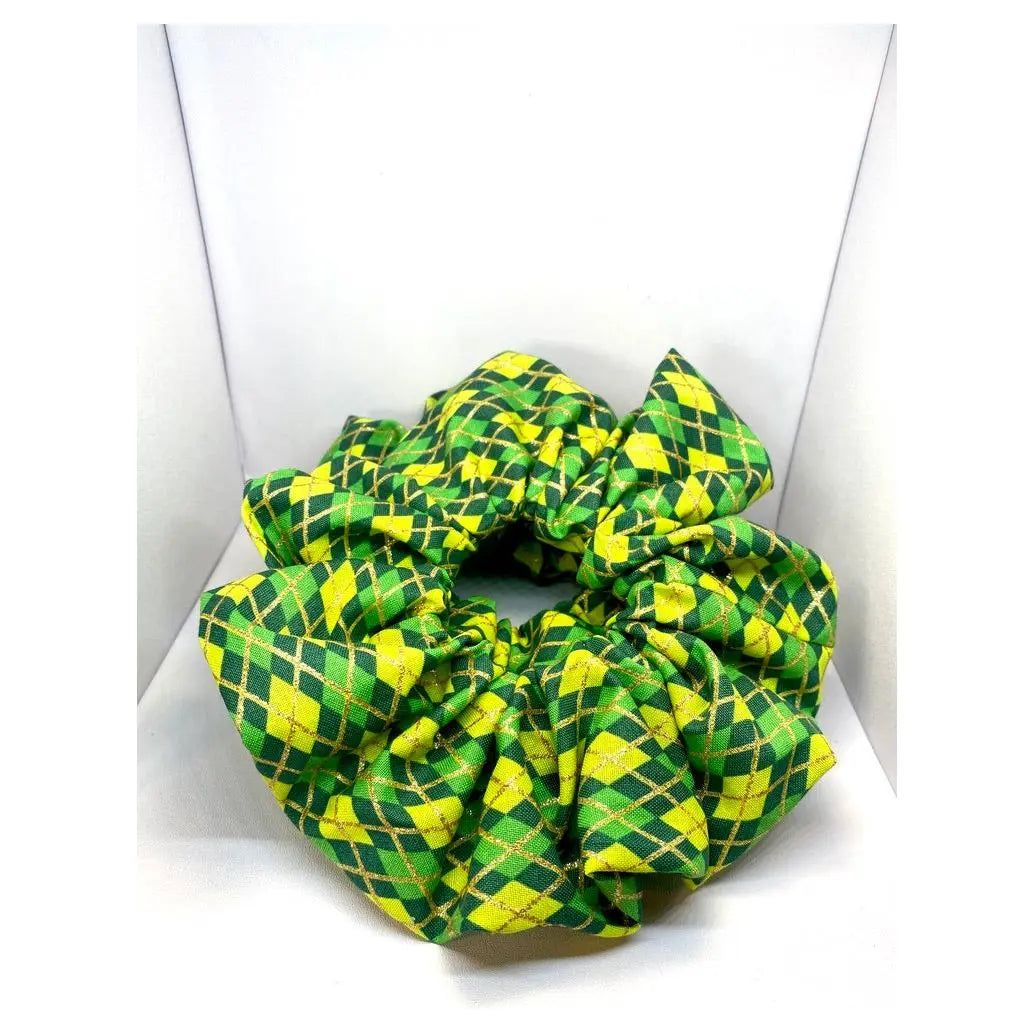 Glitter Plaid St Patrick's Scrunchie