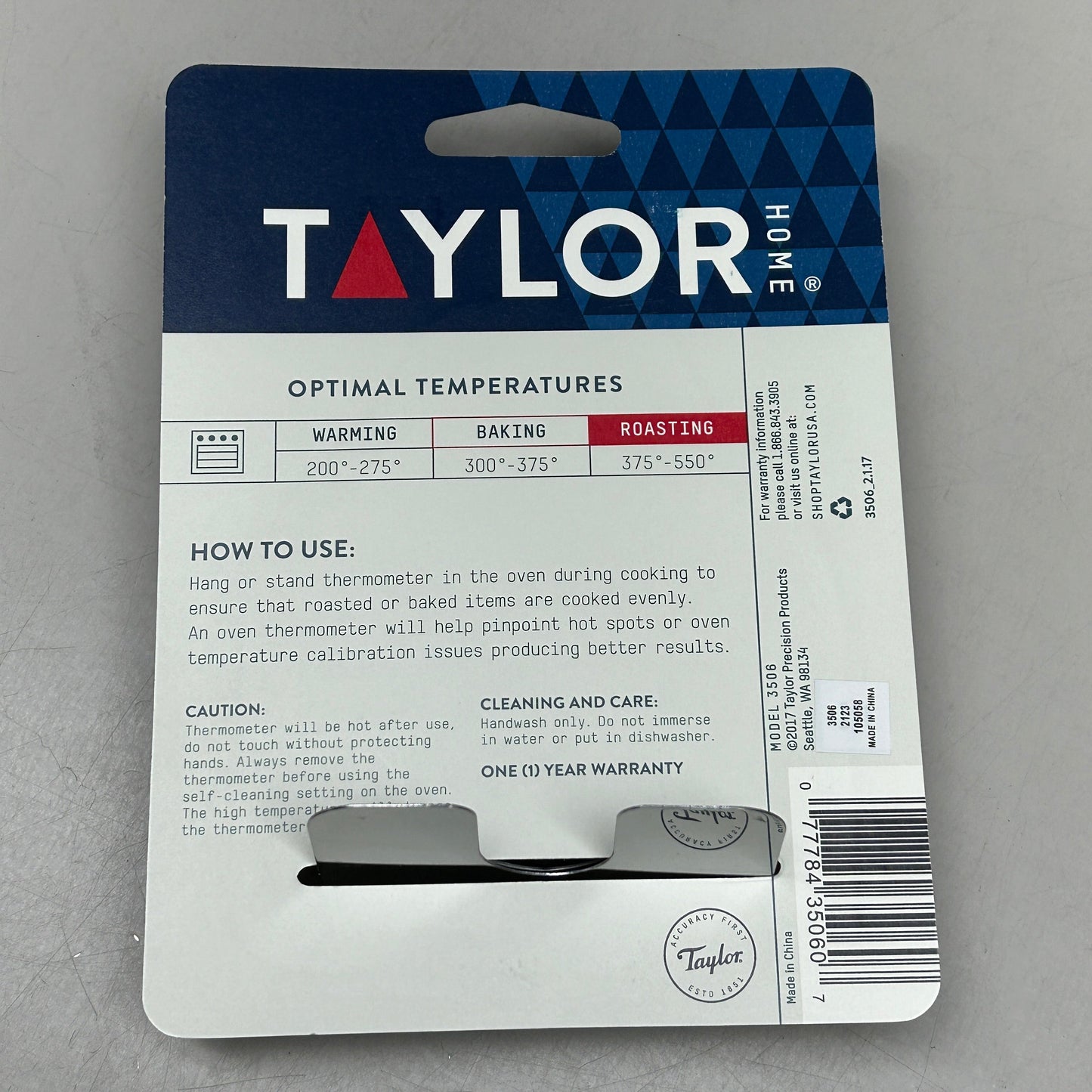 TAYLOR Analog Dial Oven Thermometer Stainless Steel 3506 (New)