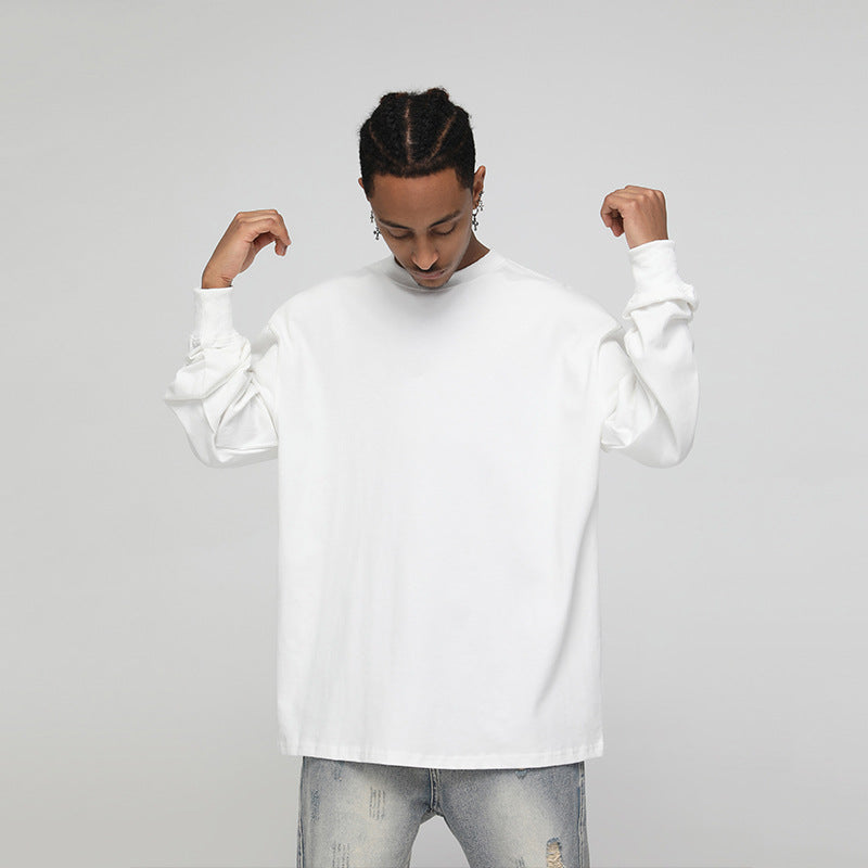 Men's Cotton Base Base Small Neckline Long Sleeve Shirt