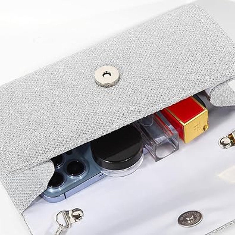 lovyoCoCo Silver Glitter Evening Bag Clutch Purses Sparkling Party Handbag