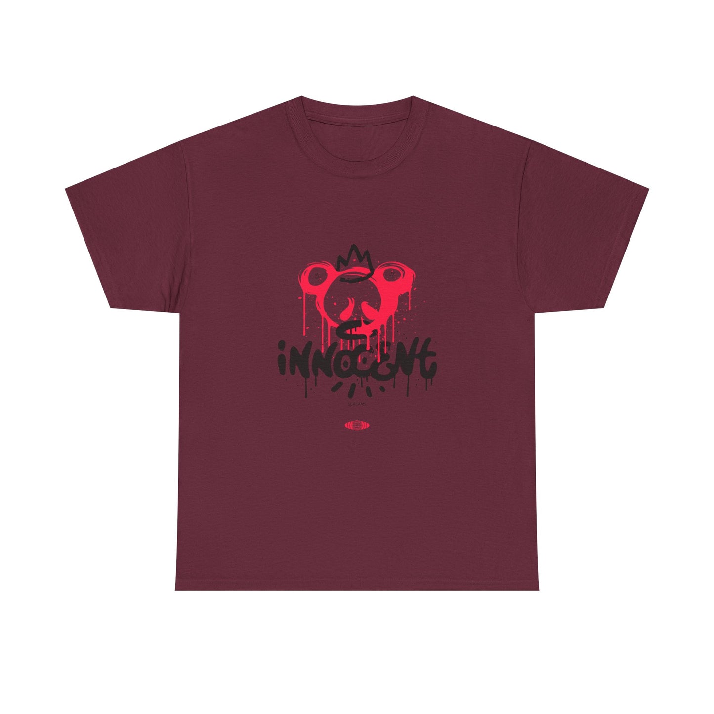 Edgy Graphic Tee: 'Innocent' Design, Urban Fashion, Streetwear, Unisex Cotton T-Shirt, Music Festivals, Casual Wear