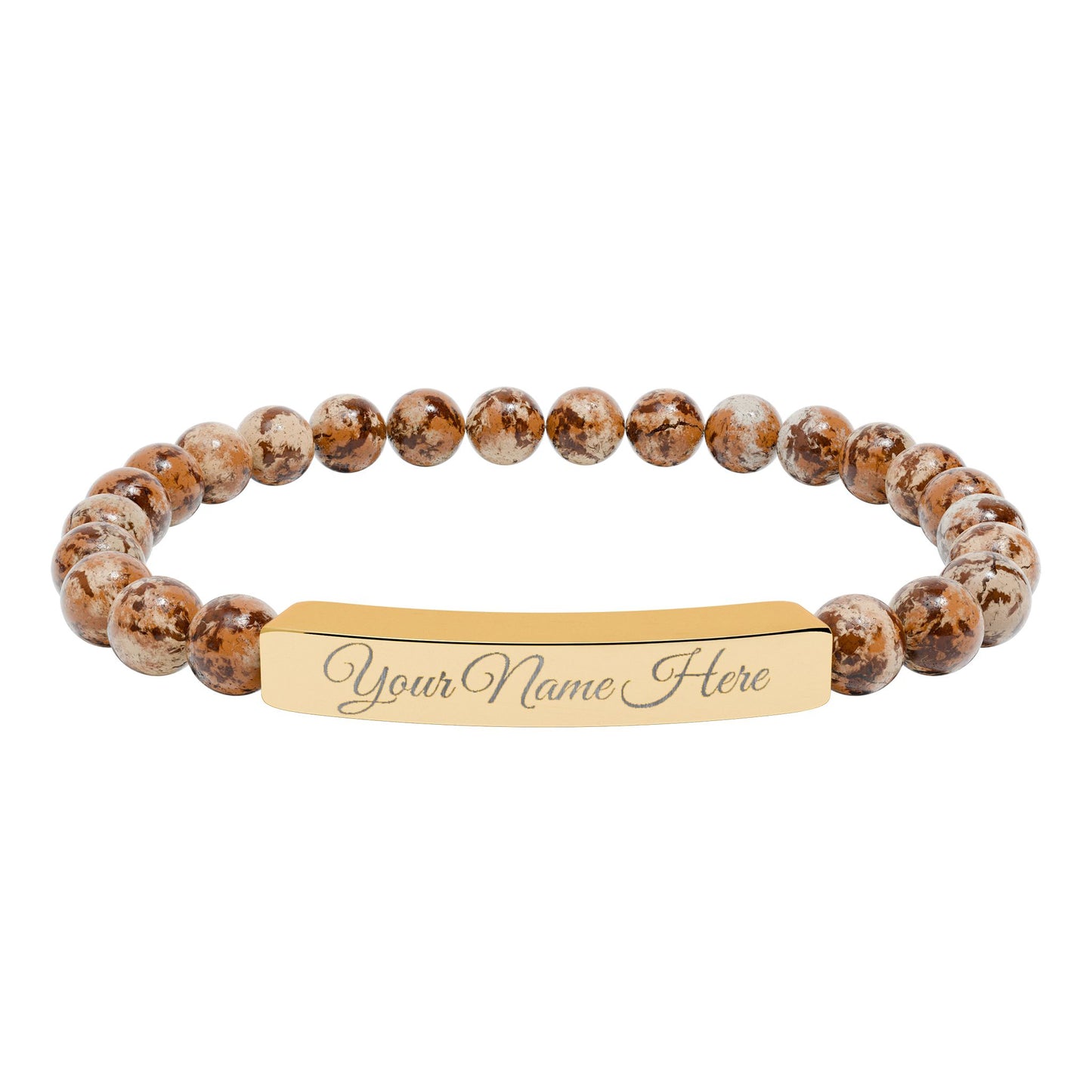 Engraved Natural Stone Bracelet, Personalized Gift for Her, Meaningful Jewelry, Stretch Beaded Bracelet, Inspirational Gift