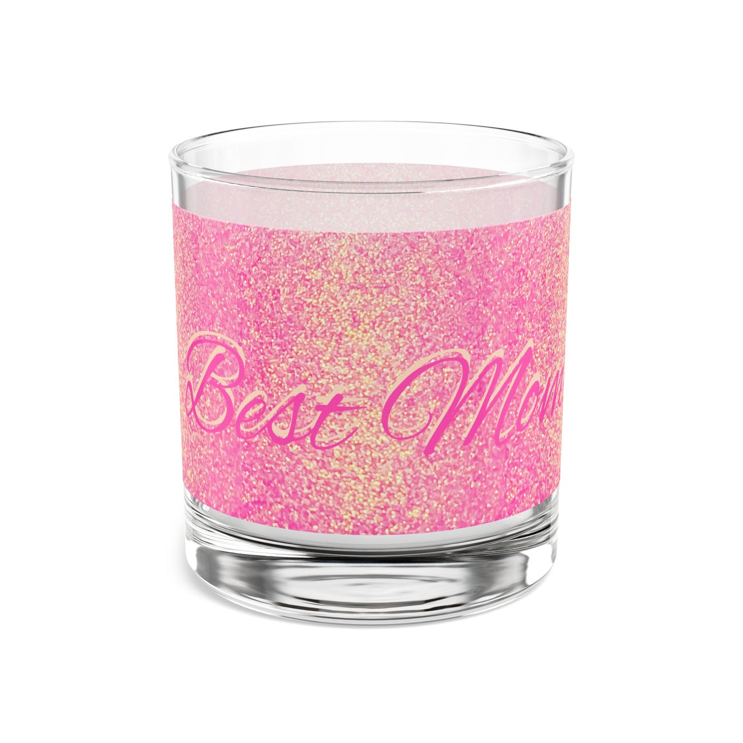 Best Mom Ever Holographic Rainbow Glitter Print Rocks Glass, 10oz - Sparkle Barware
