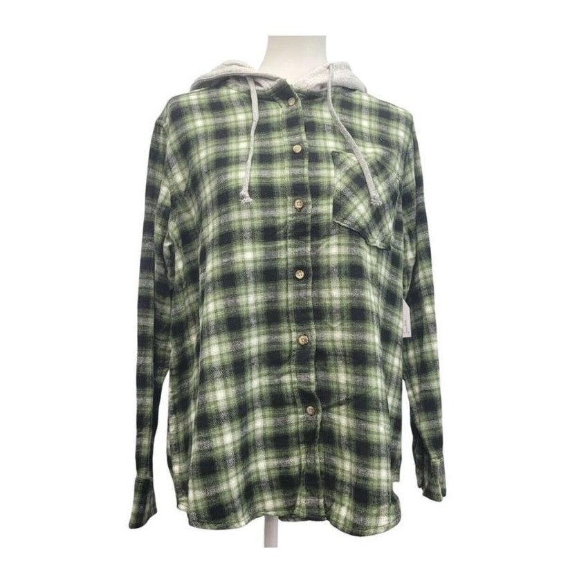 New Champion Unisex Small Green Pullover Sweatshirt w Bonus Plaid Flannel Hoodie