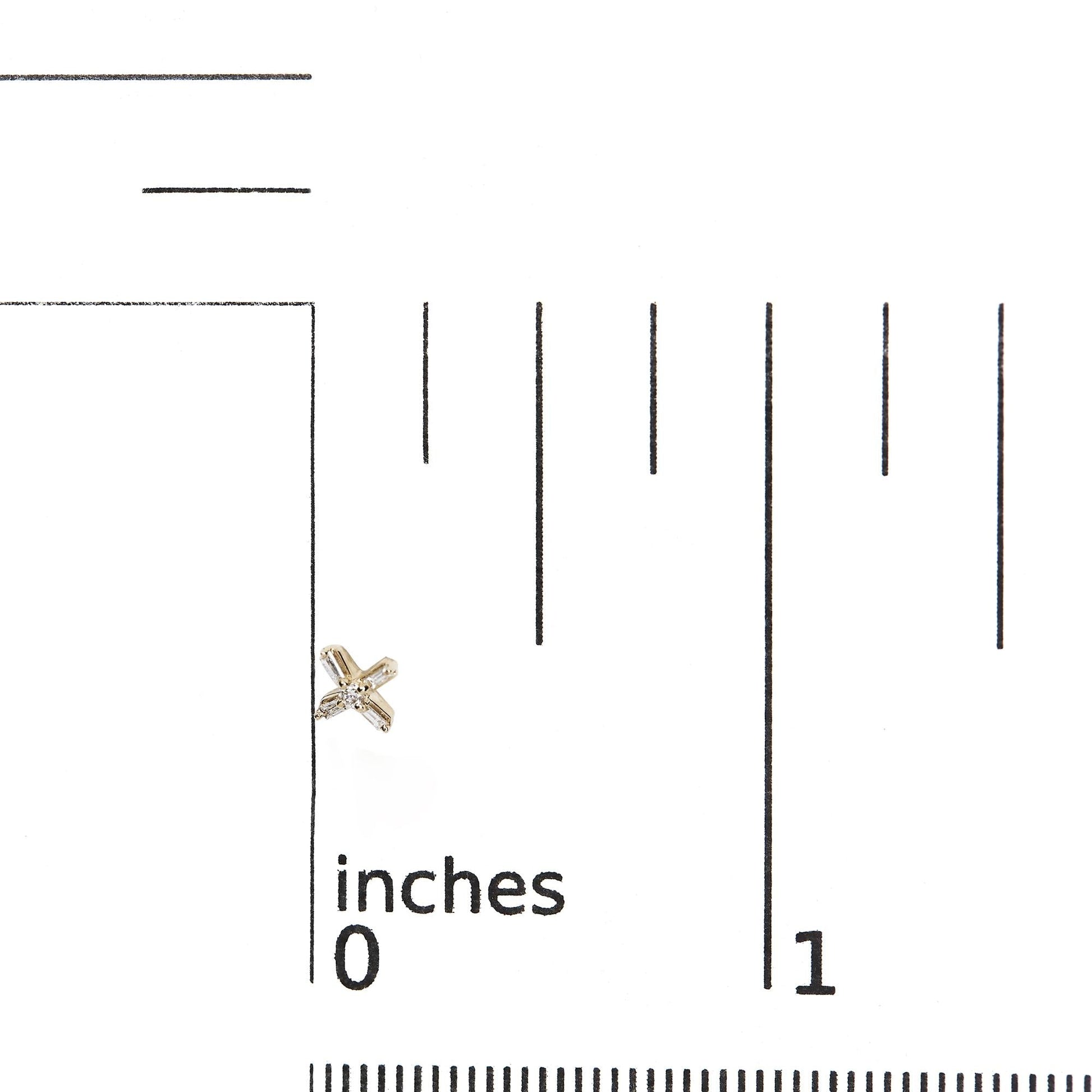 10K Yellow Gold 1/10 Cttw Round and Baguette Diamond Criss Cross X Stud Earring (H-I Color, I1-I2 Clarity)-4