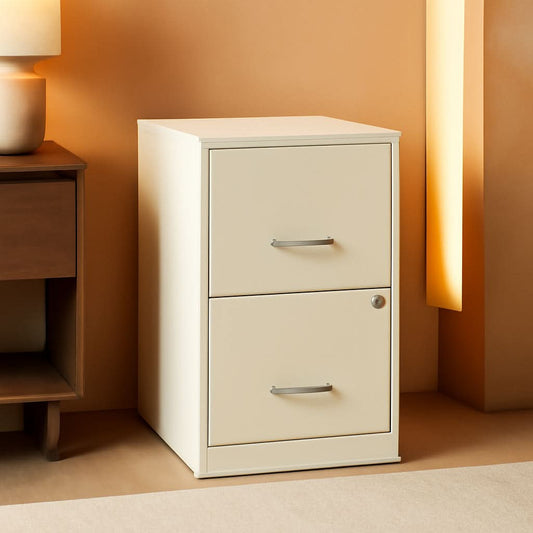 2-Drawer File Cabinet White 14.2 X 18 X 24.5 Inches Locking Drawers Steel Enamel-0