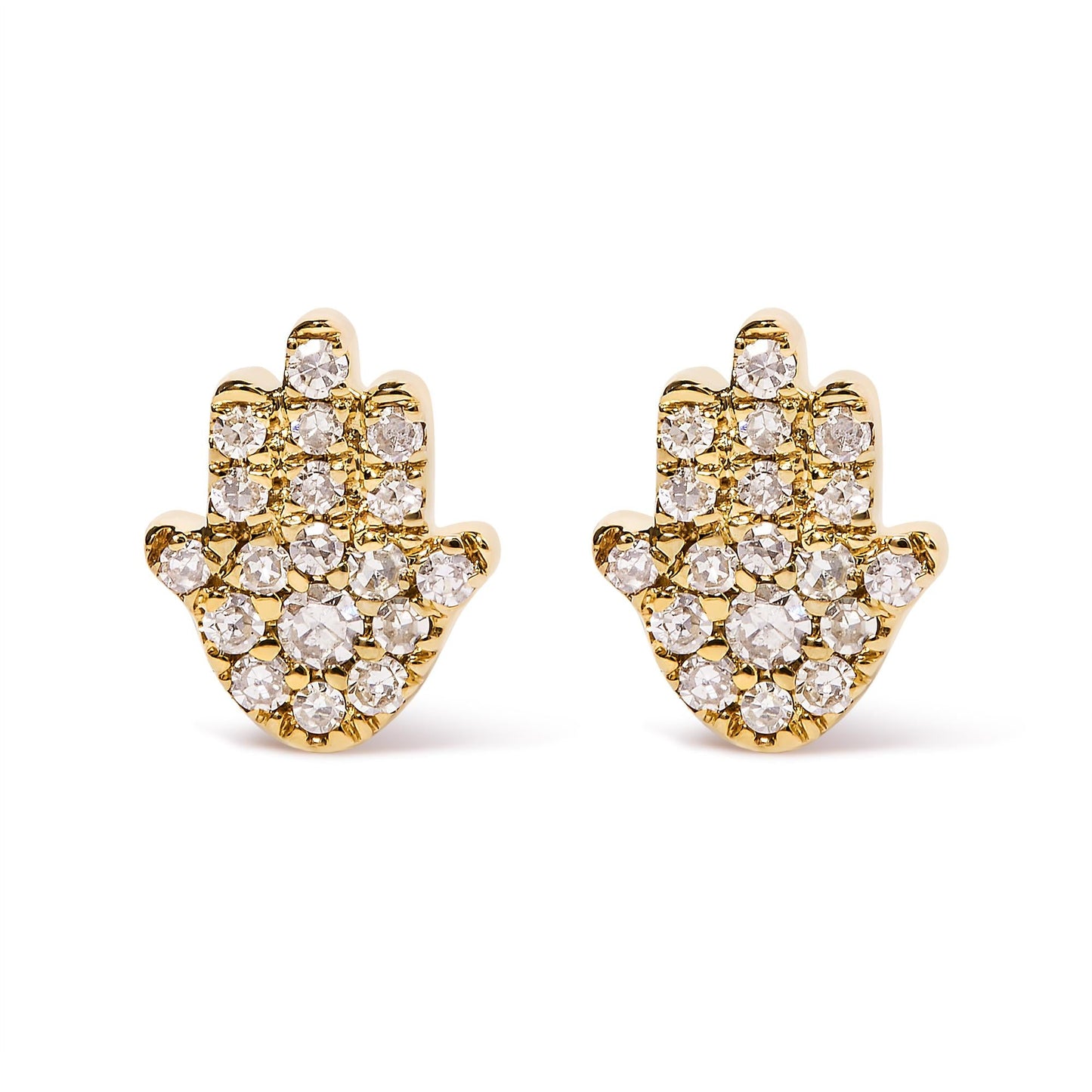 10K Yellow Gold Diamond Accented Hamsa Stud Earrings (H-I Color, I1-I2 Clarity)-0