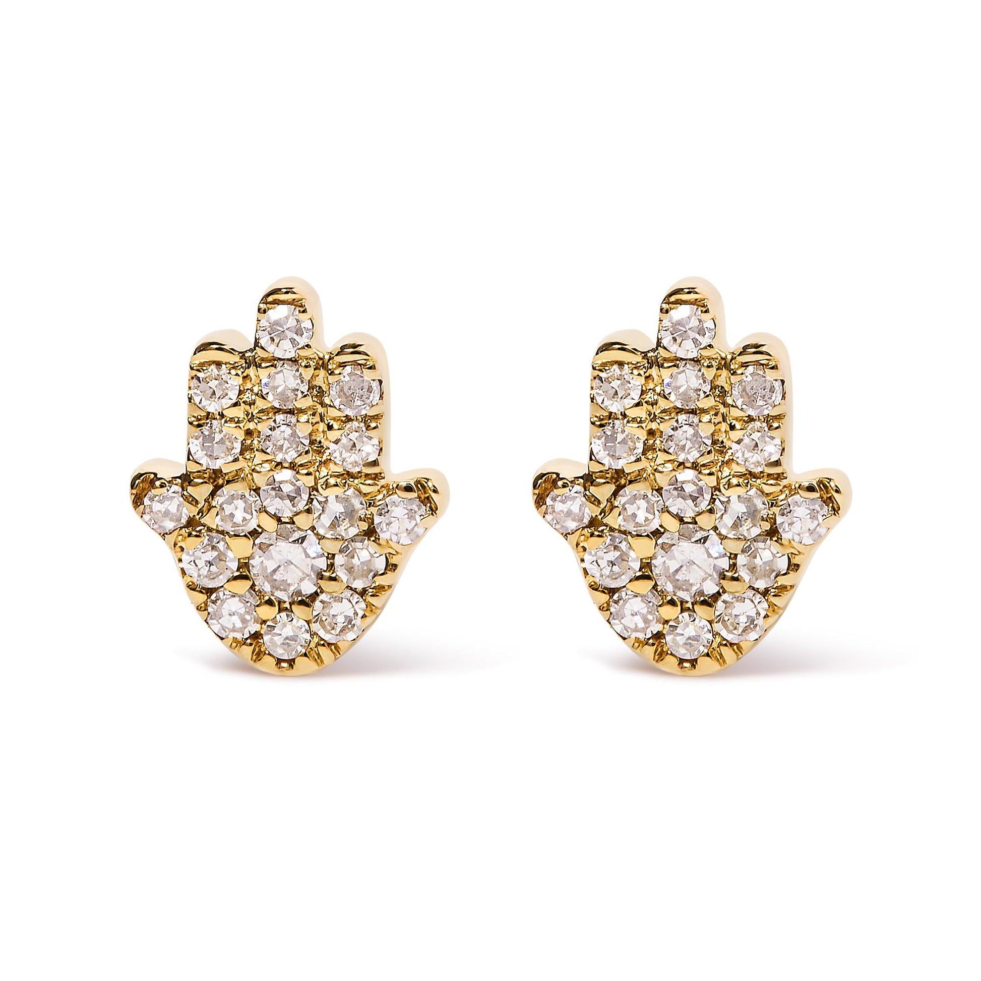 10K Yellow Gold Diamond Accented Hamsa Stud Earrings (H-I Color, I1-I2 Clarity)-0