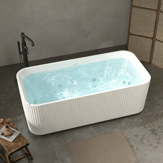 67" Rectangle Linear Acrylic Massage Whirlpool Bathtub