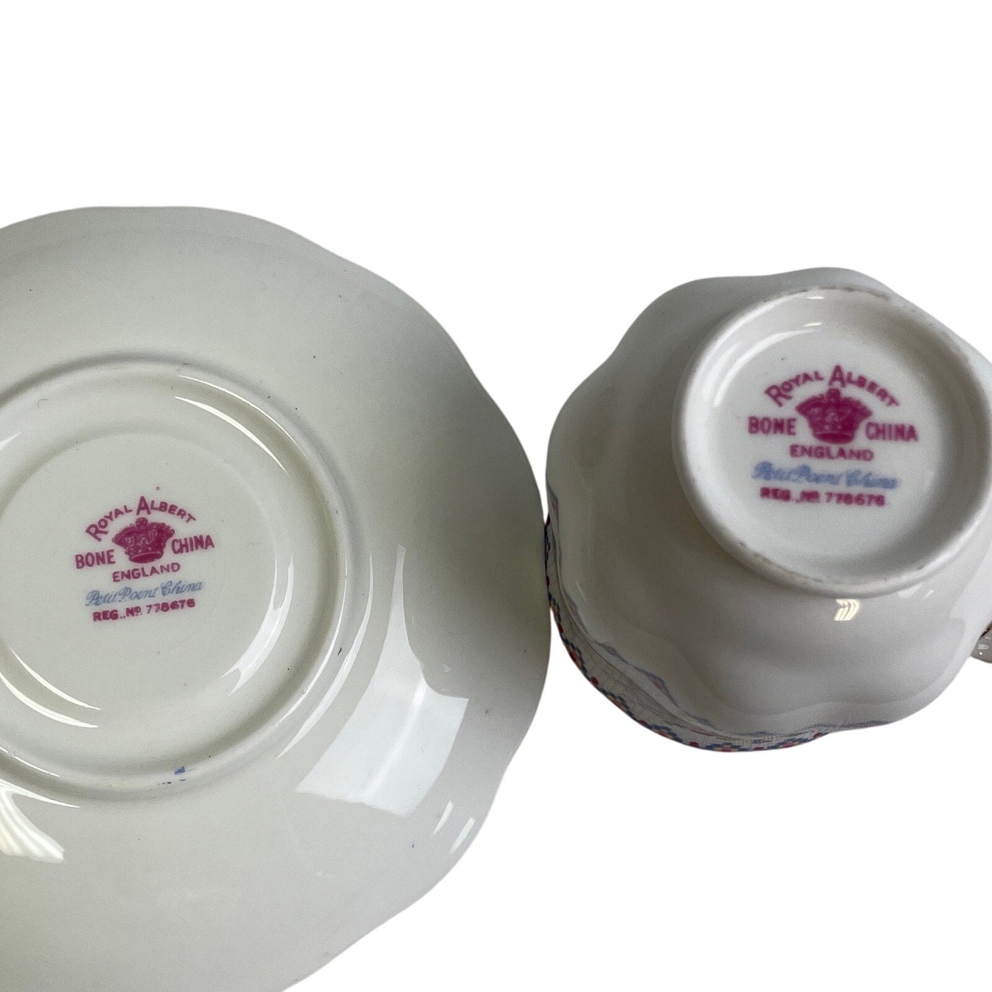 Vintage Royal Albert 778676 England Cup Saucer Petit Point Bone China Teacup Set
