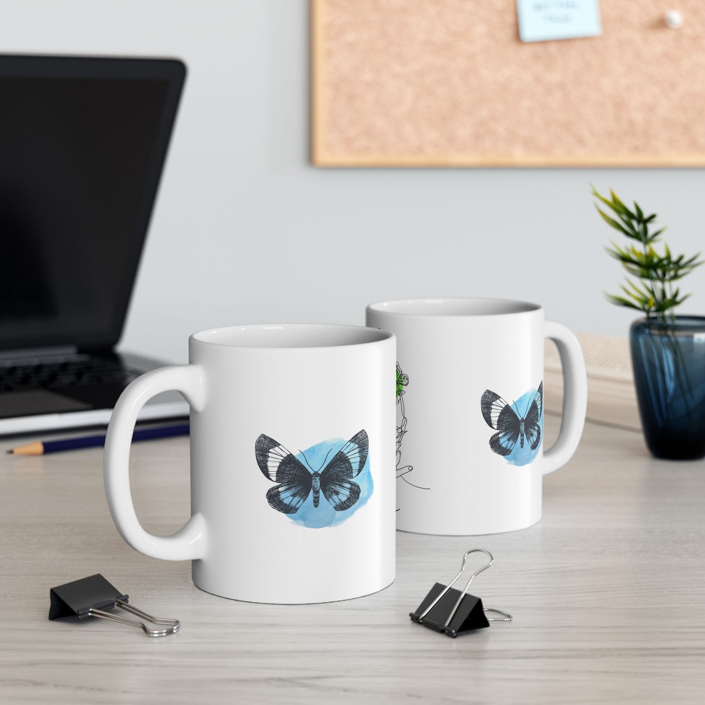 Elegant Woman Butterfly Ceramic Mug | Inspirational Gift, Art Coffee Cup, Unique Design, Home Decor, Mother's Day Gift