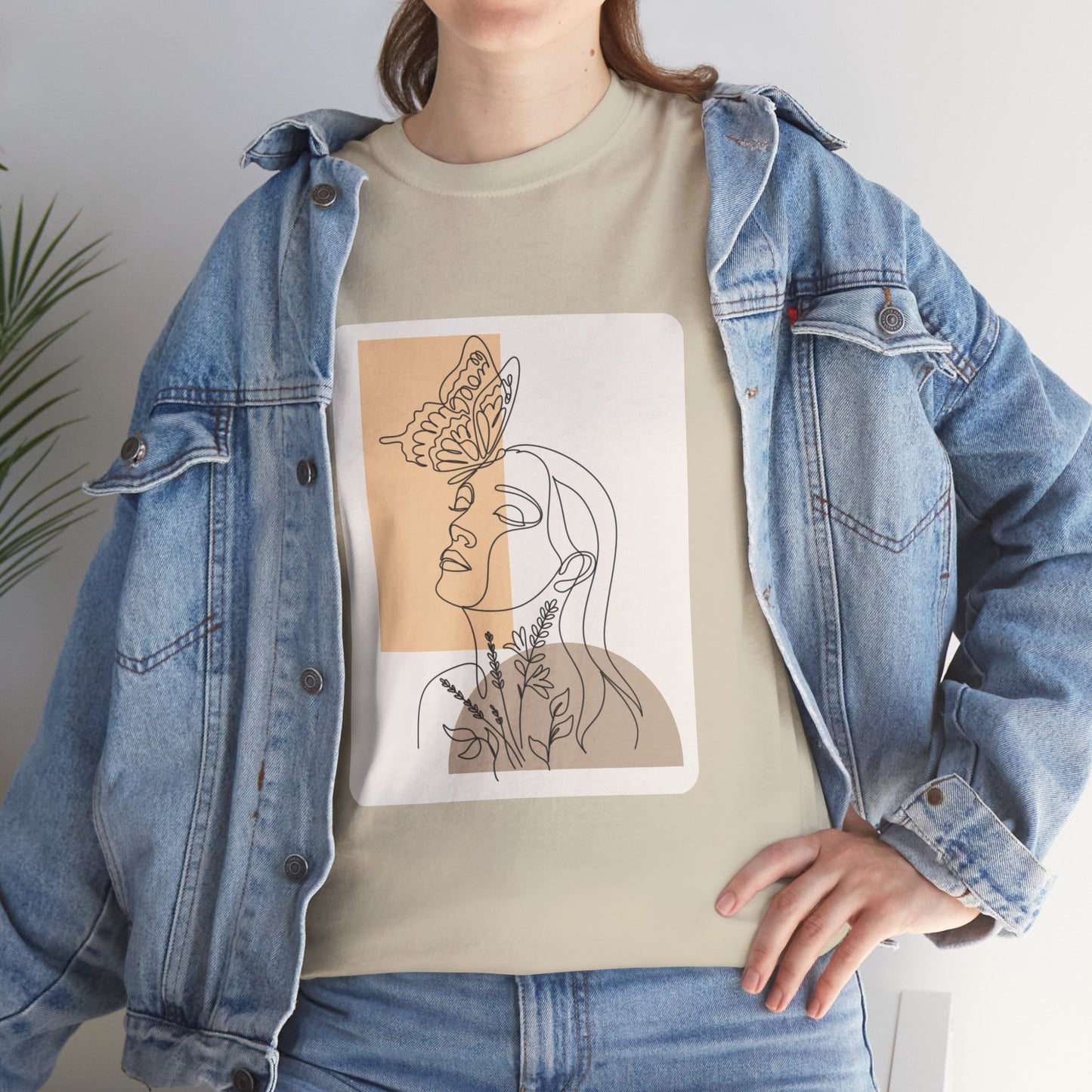Artistic Unisex Tee: Modern Line Drawing with Butterfly, Perfect for Casual Outings, Gift for Art Lovers, Spring Fashion, Eco-Friendly Wear
