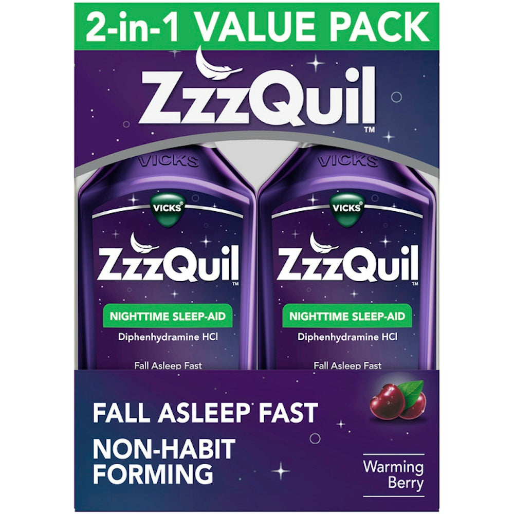 ZzzQuil  ZzzQuil Nighttime  Warming Berry  Sleep- Aid  2-12 Fl Oz Bottles