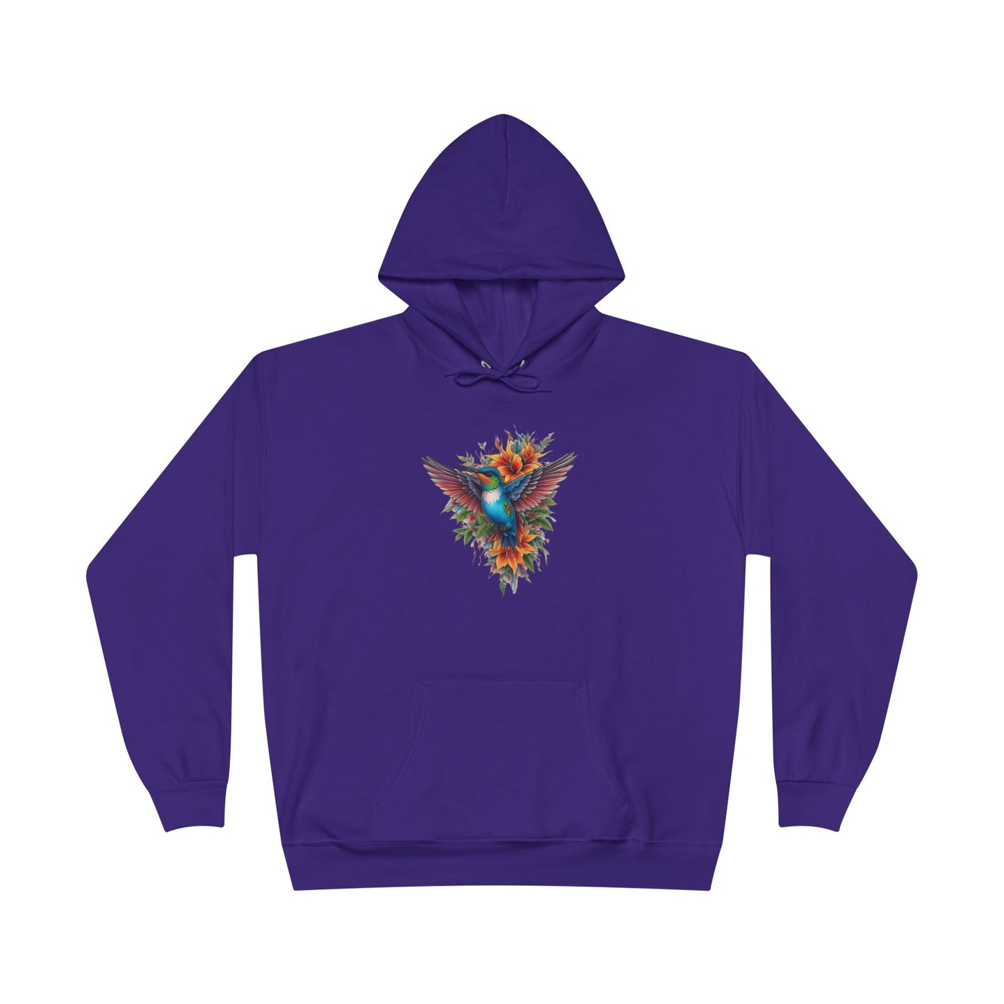 Vibrant Hummingbird Hoodie, Eco-Friendly Pullover, Perfect Gift for Nature Lovers, Spring Fashion, Unique Floral Design