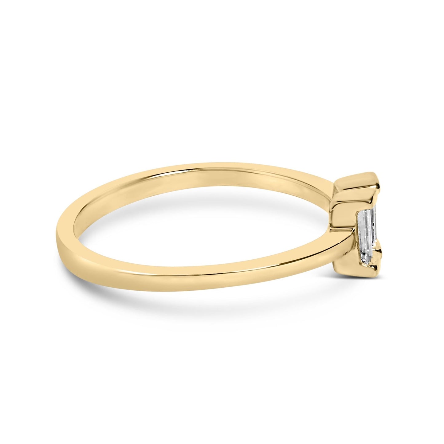 14K Yellow Gold Plated Sterling Silver 1/5 Cttw Baguette Diamond Open Band Ring-1