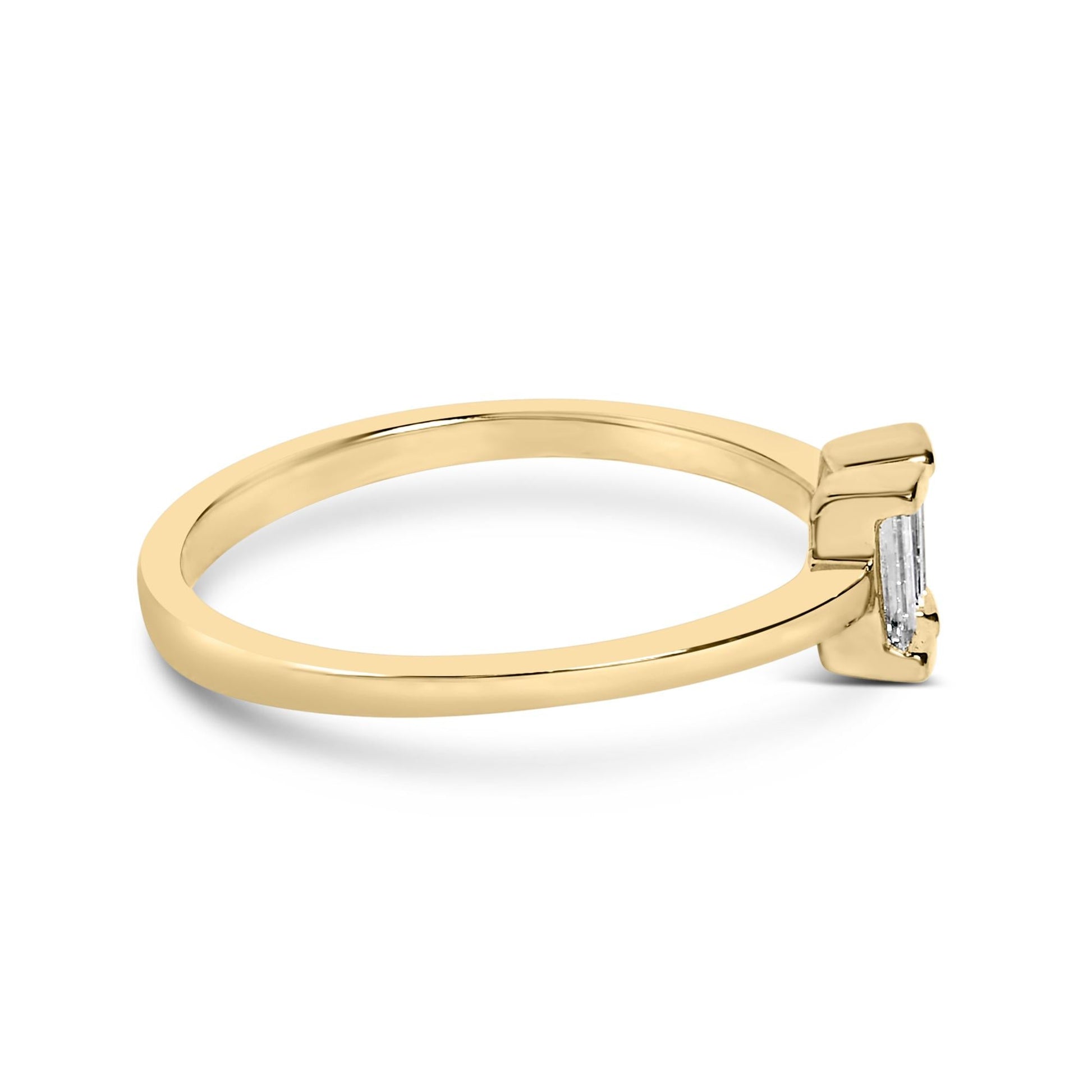 14K Yellow Gold Plated Sterling Silver 1/5 Cttw Baguette Diamond Open Band Ring-1