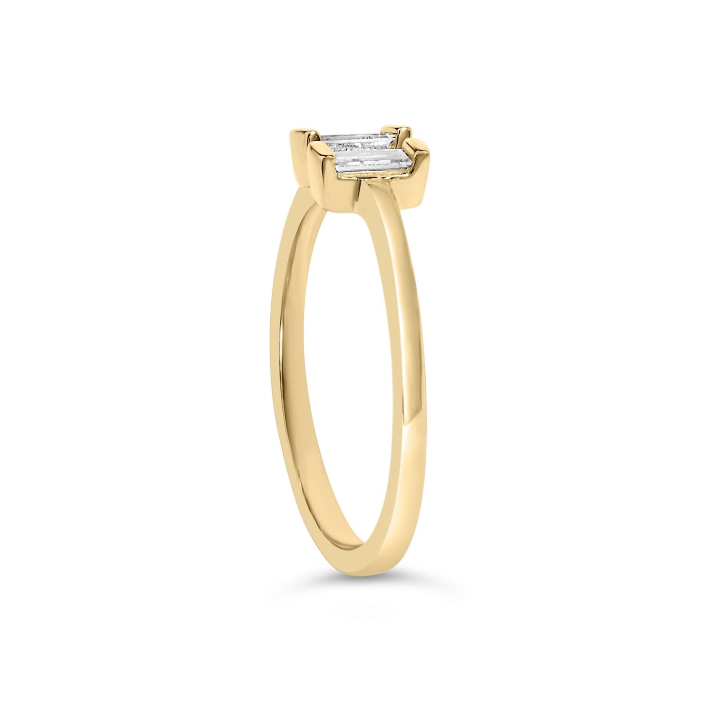 14K Yellow Gold Plated Sterling Silver 1/5 Cttw Baguette Diamond Open Band Ring-4