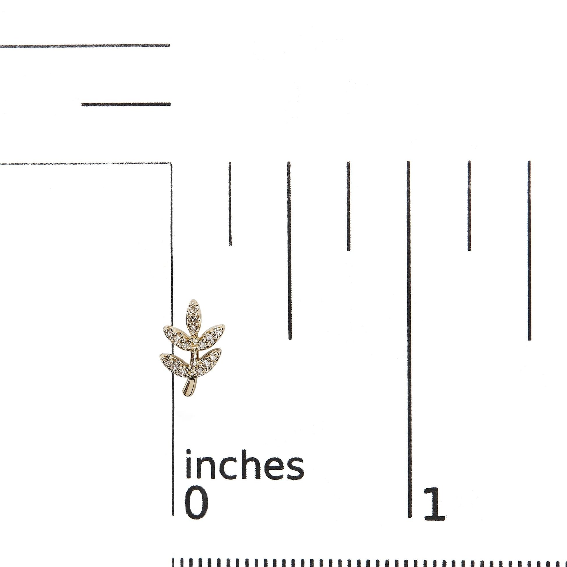 10K Yellow Gold 1/10 Cttw Diamond Accented Leaf and Branch Stud Earrings (H-I Color, I1-I2 Clarity)-4