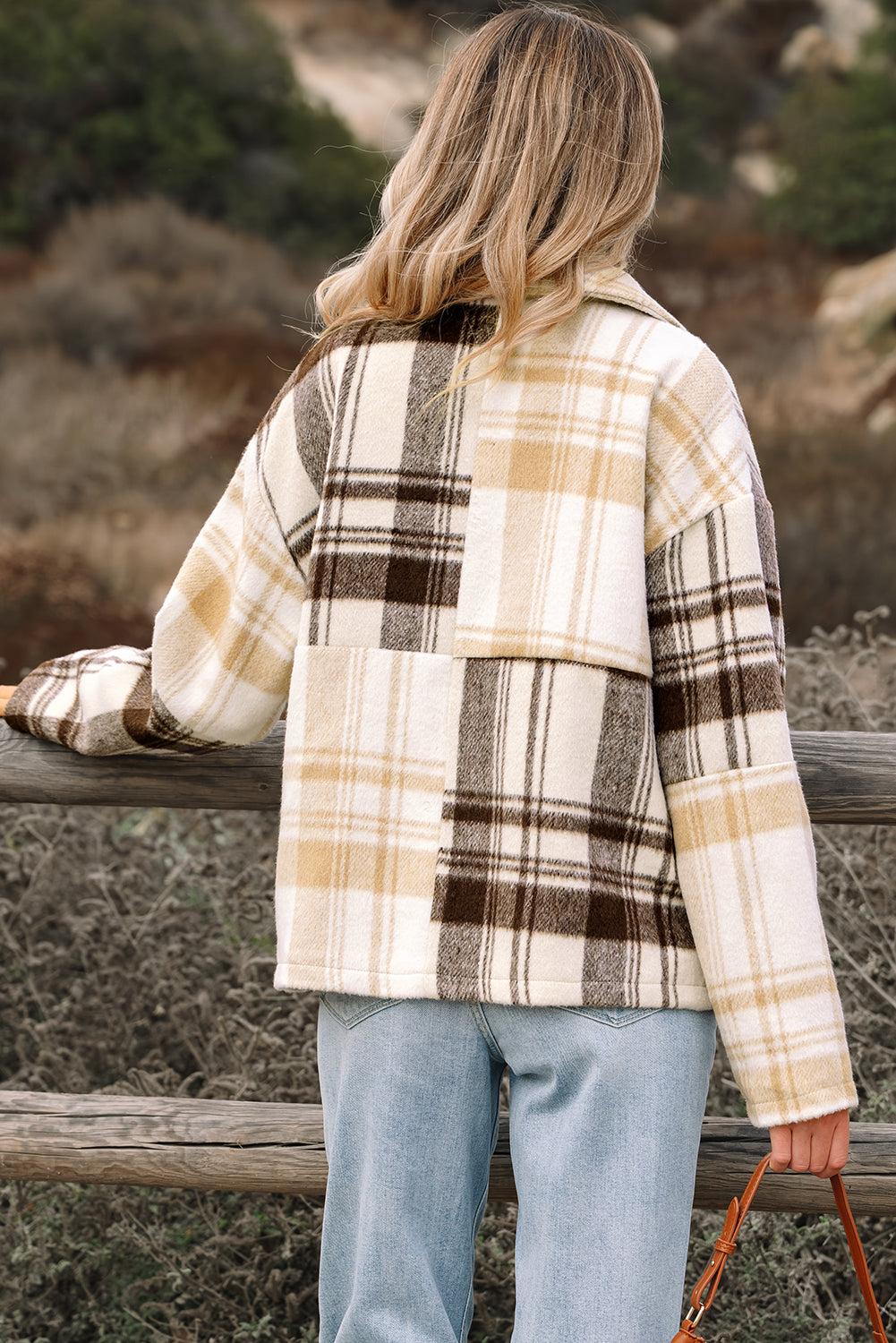 Julinique Plaid Patchwork Side Shacket-1