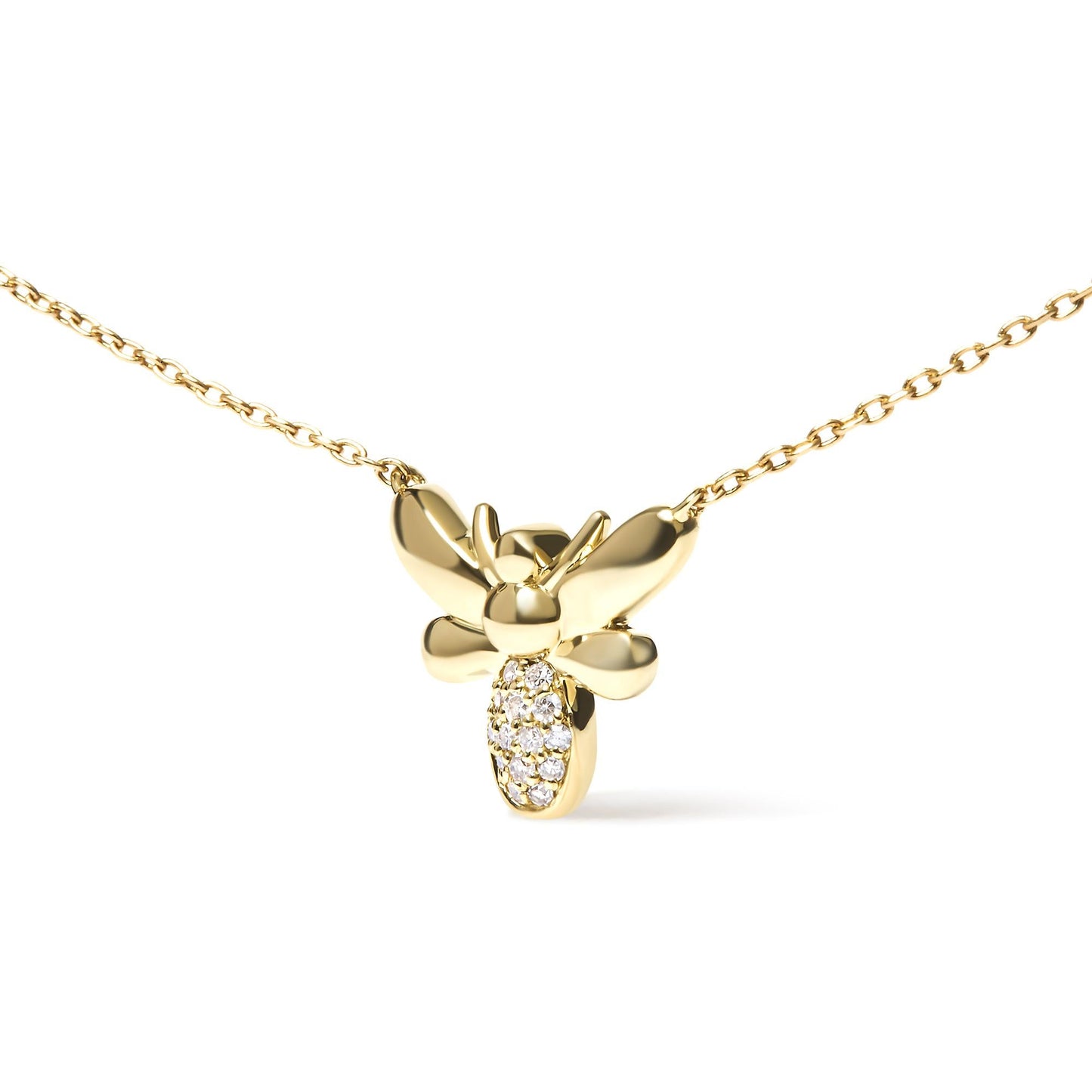 10K Yellow Gold Diamond Accented Bumble Bee Pendant 18" Inch Necklace (H-I Color, I1-I2 Clarity)-3