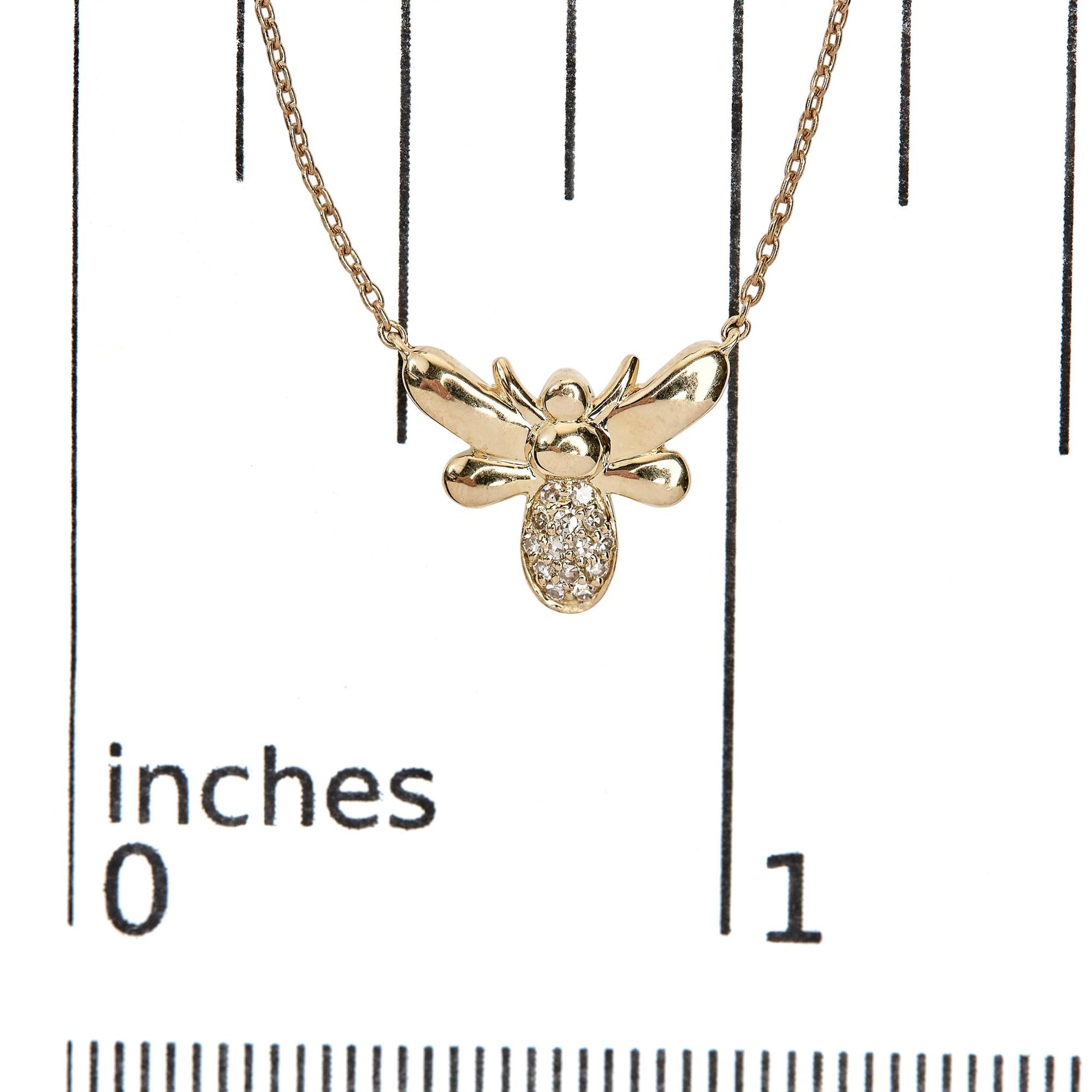 10K Yellow Gold Diamond Accented Bumble Bee Pendant 18" Inch Necklace (H-I Color, I1-I2 Clarity)-4