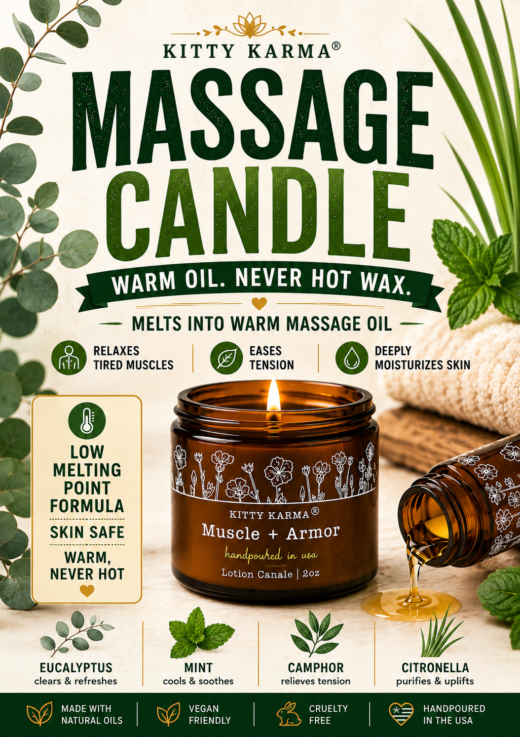Summer Soul Massage Lotion Candles for Anxiety | Natural Skincare