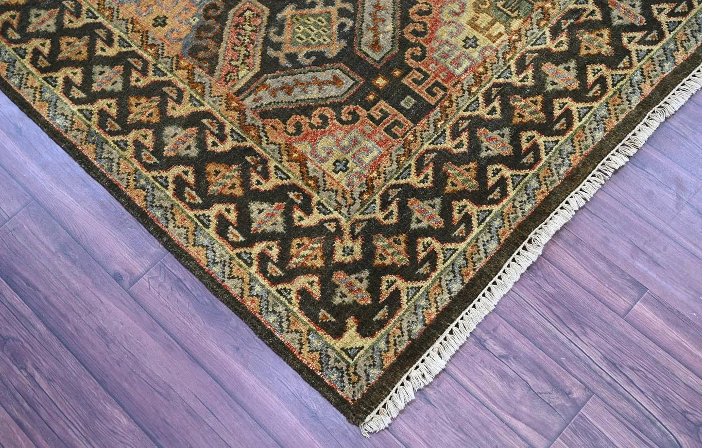 LoomBloom 5' 6'' x8' 8'' Gold Hand Knotted Transitional Oushak Wool Oriental Area Rug-2