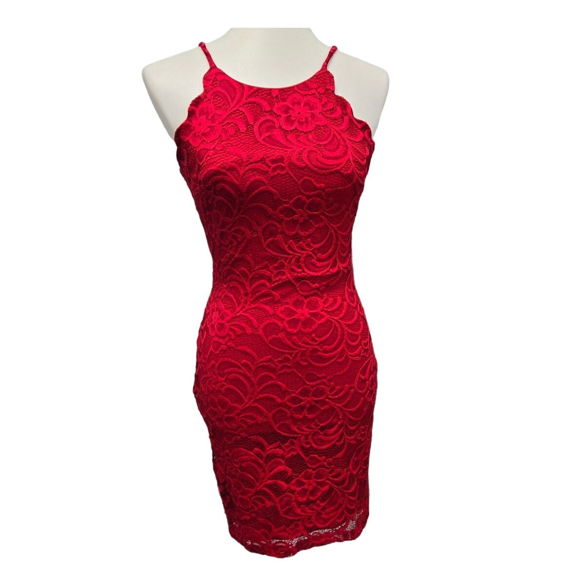 IN San Francisco Juniors Size 3 Strappy Sleeveless Lacy Overlay Body Con Dress
