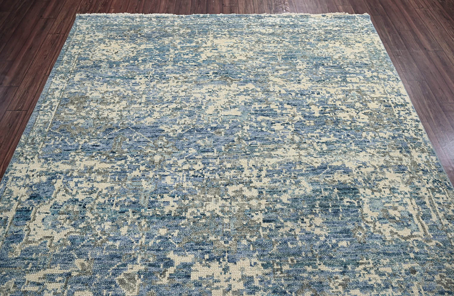 Multi Size Beige, Blue Hand Knotted 100% Wool Turkish Oushak Transitional Oriental Area Rug-4