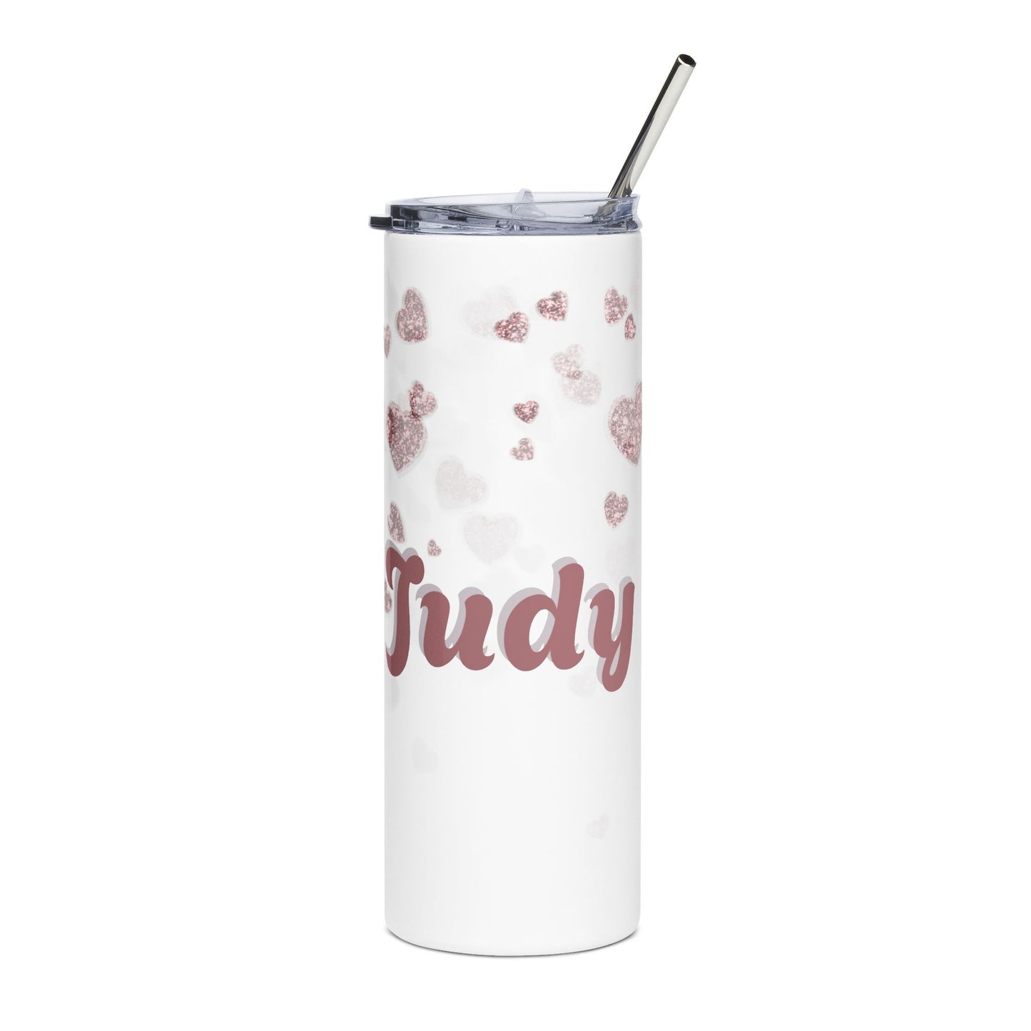 Rose Gold Hearts Judy Tumbler 20oz Stainless Steel Skinny Tumbler