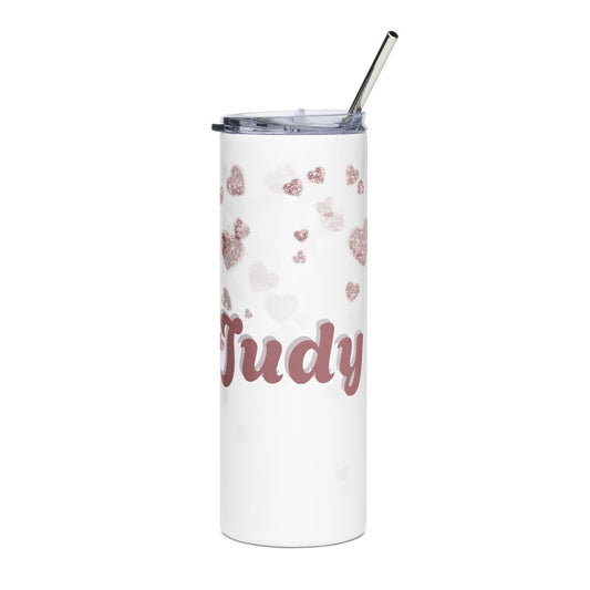 Rose Gold Hearts Judy Tumbler 20oz Stainless Steel Skinny Tumbler