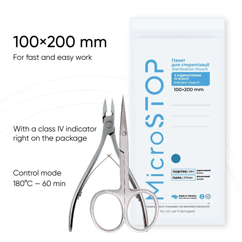 MicroStop Sterilization Pouches Class 4 Indicator 100x200 mm (100 Pcs)-0