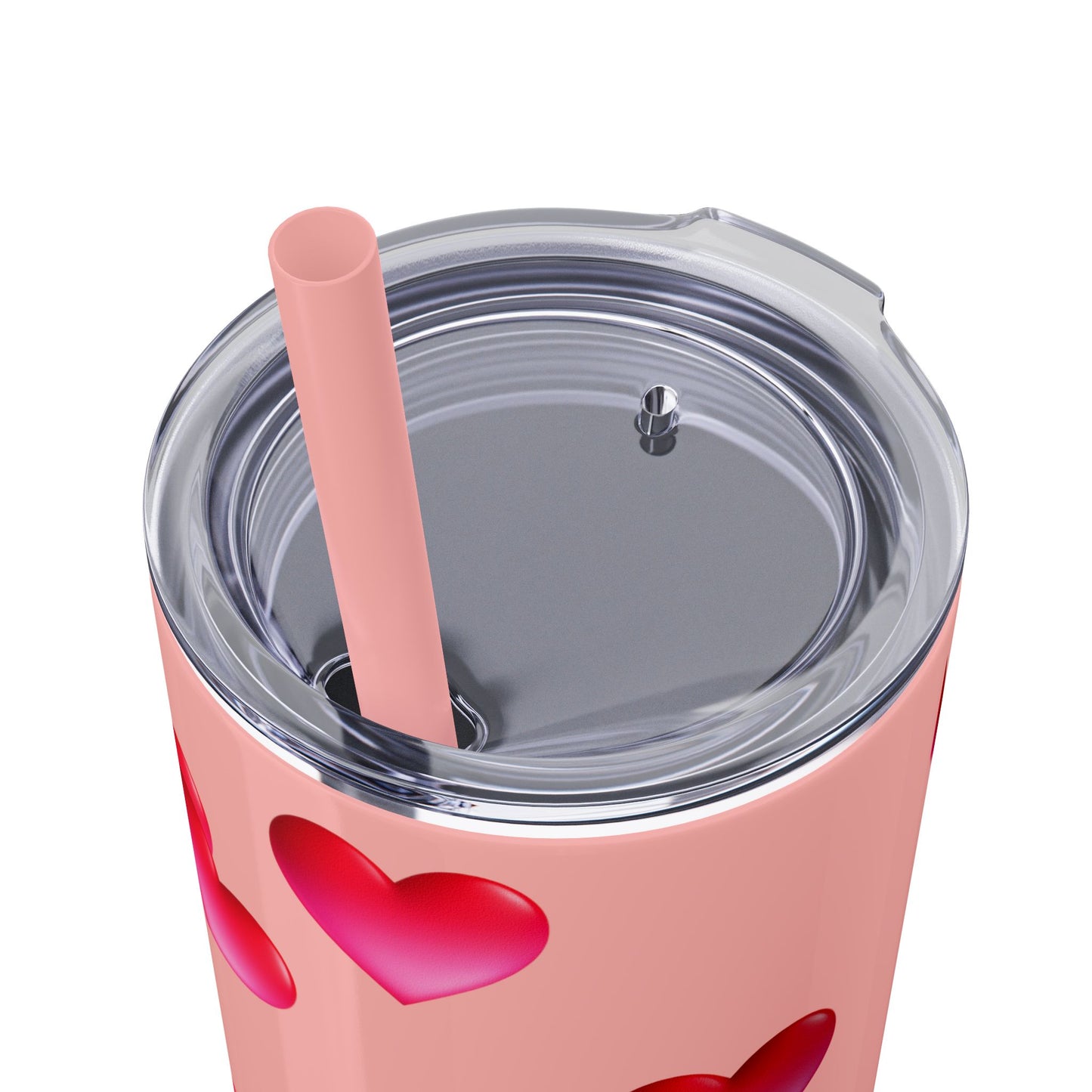 Gepasmaakte Glitter 20oz Dun Tumbler met Pienk Hartpatroon — [Jou Naam Hier]