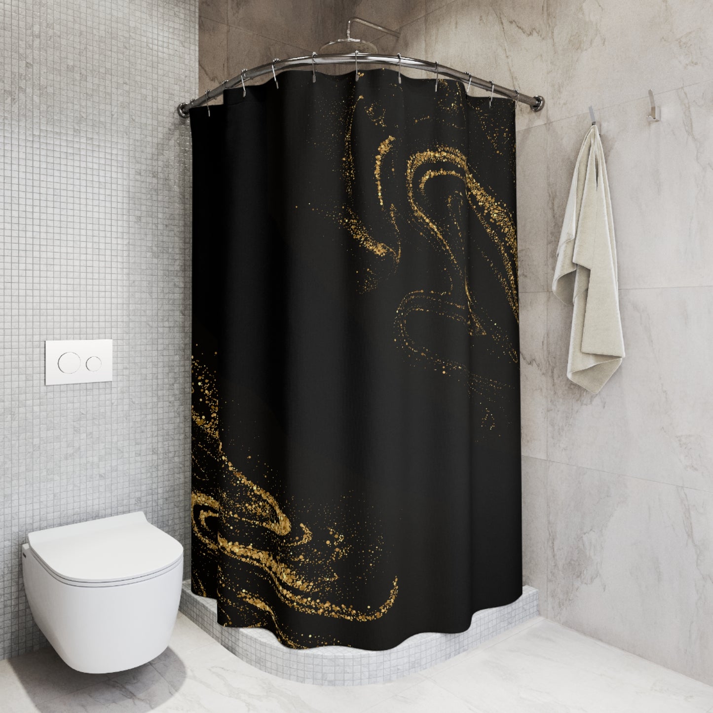 Elegant Black Abstract Shower Curtain, Modern Bathroom Decor, Luxurious Home Accessories, Stylish Bathroom Decor, Unique Gift Idea