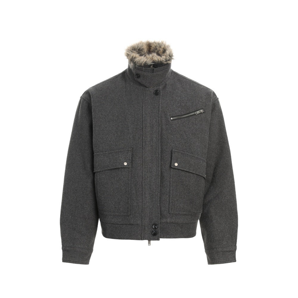 High necked woolen coat
