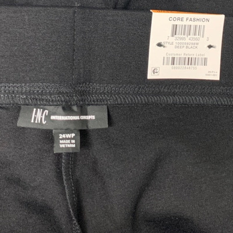 INC Womens Plus Size 24WP Skinny Pull-On Mid Rise Basic Black Ponte Pants