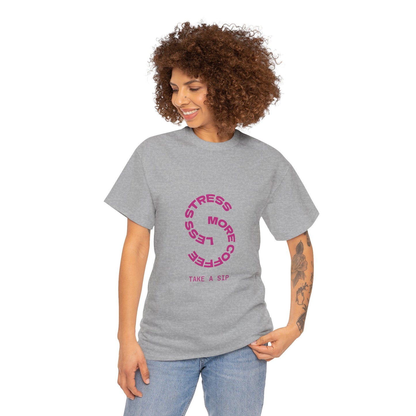 Stress Less Coffee Unisex Heavy Cotton Tee